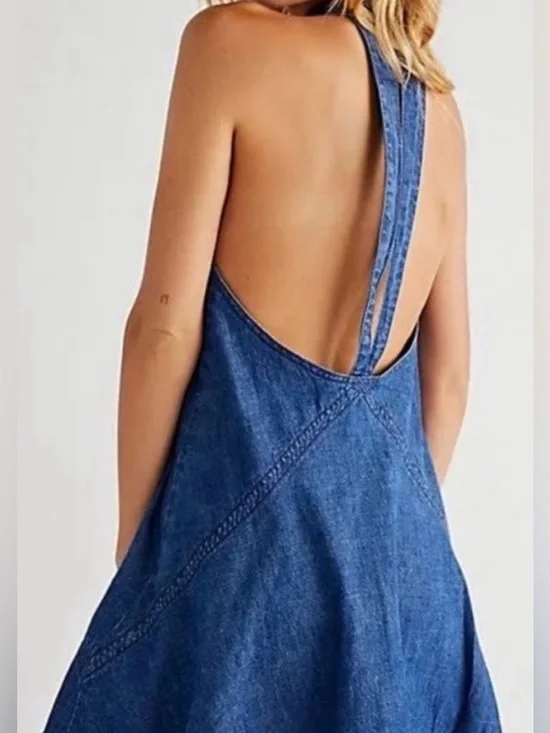 Free People Denim Halter Swing Dress - Picture 5 of 16